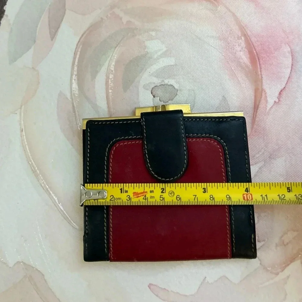 Vintage Loewe Spain black and Red Leather Women's Wallet